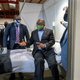 South African President Cyril Ramaphosa visits Covid-19 treatment facilities in Johannesburg on April 24.